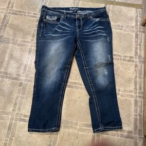 Amethyst Jeans Women's Size 14 Distressed Tapered Jeans